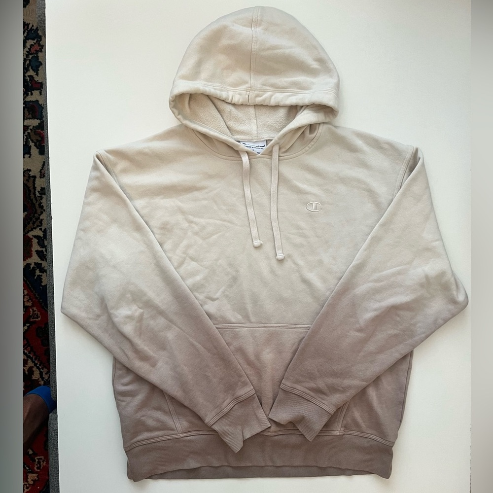 CHAMPION Mens Ombre Specialty Dye Long Sleeve Hooded Sweatshirt Large Tan